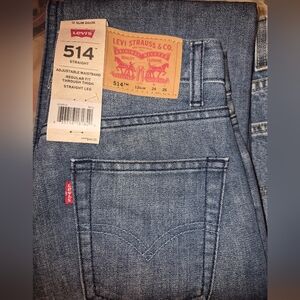 NWT's Levi's Boys Classic Blue Slim Leg 514 Jeans Size 24X26